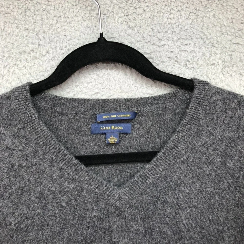 Club Room Cashmere Sweater Jumper Mens Large Pullover V Neck Preppy Academia